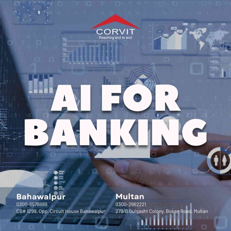 A financial analyst in Multan using AI software to analyze banking data on a screen.