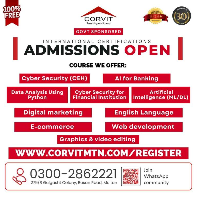 Free IT Courses in Multan (Corvit Systems Multan)