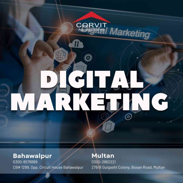 A digital marketing student at Corvit Multan planning an SEO strategy.